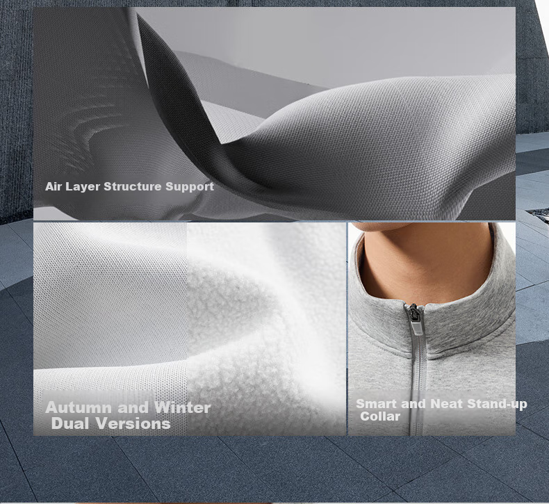 ANTA Fleece-Lined Sports Jacket for Men, Autumn And Winter Knitted Cardigan, Stand-Up Collar Casual Business Jacket, Long-Sleeve Running Training Top 2