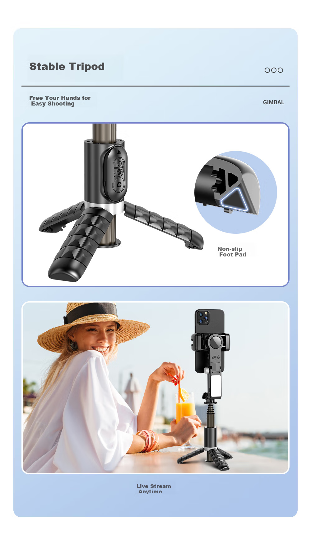 Selfieshow C16 Upgraded Mobile Phone Stabilizer Handheld Gimbal Full-Automatic 360-Degree Rotation Tracking Live Streaming Short Video Vlog Travel Selfie Stick 13