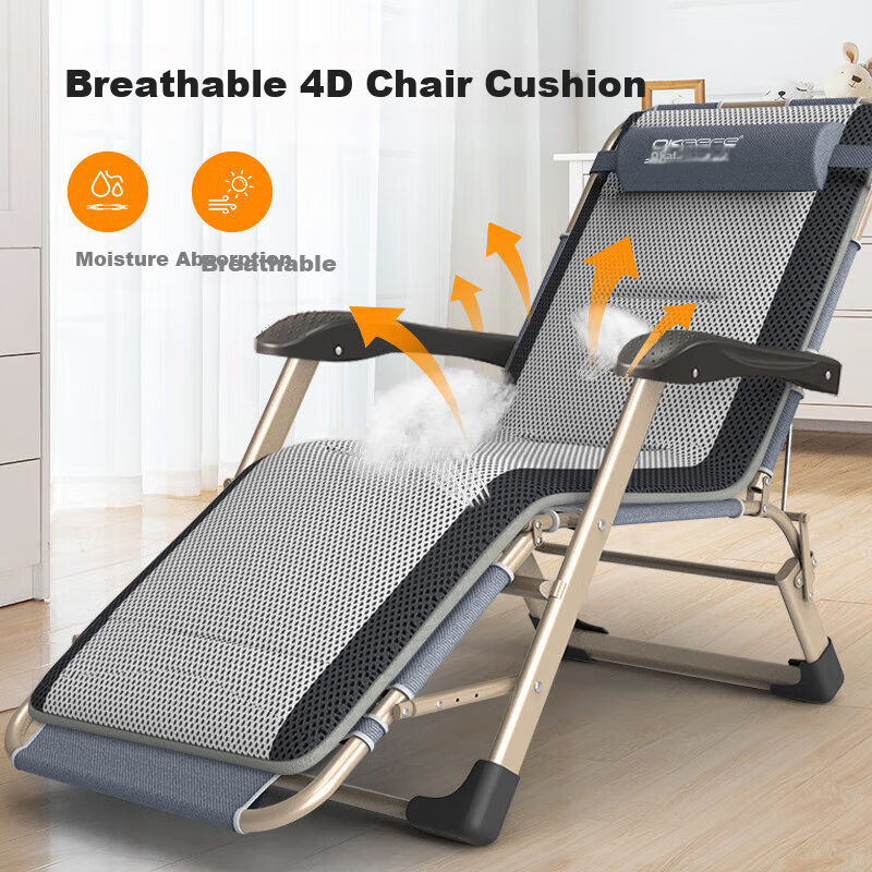 OKeefe Folding Bed, Lounge Chair, Office Nap Bed, Single Bed, Outdoor Camping Bed, Accompanying Bed, Nap Chair with Breathable Cotton Pad