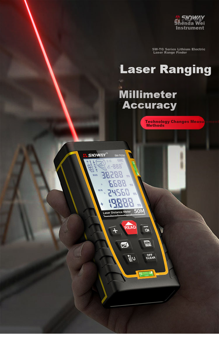 SNDWAY Laser Rangefinder, High-Precision Room Measuring Instrument, Distance Measuring Electronic Ruler, SW-TG50 1