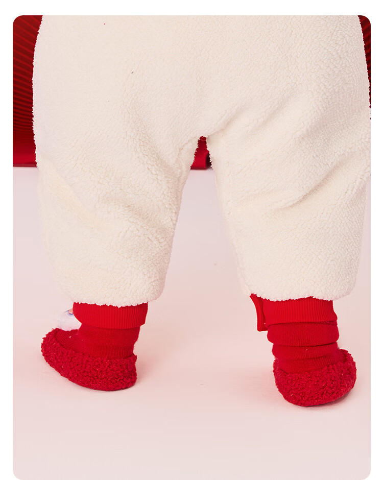 Balabala Kids Socks Boys and Girls 2026 Spring New Infant Floor Socks Warm Anti-Slip Toddler Walking Socks Red 3