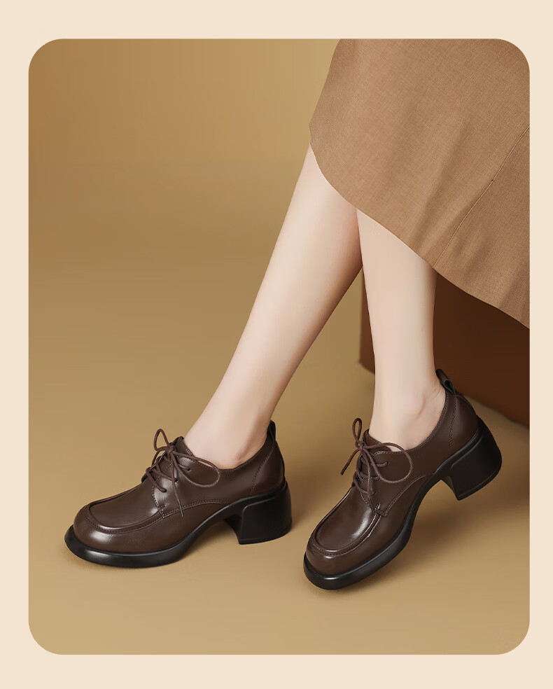 MULINSEN Women's Autumn Winter Fashion Versatile Loafers Thick Sole Height Increasing Commuter Leather Shoes Black Size 39 13
