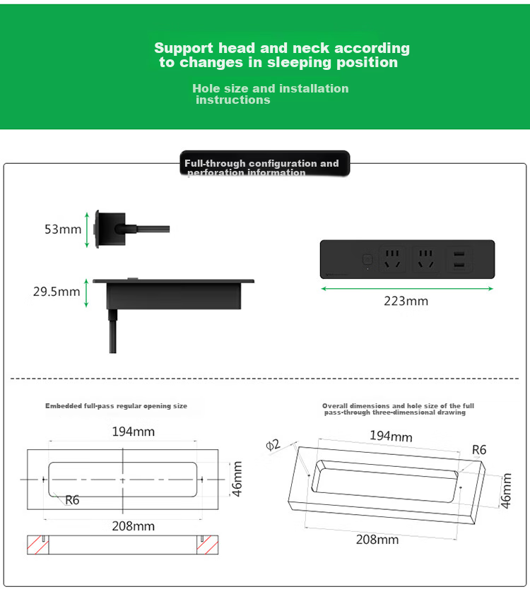 BULL Embedded Socket/power Strip/outlet Strip/power Bar/extension Cord, Multifunctional Desktop/furniture, White, 3 Outlets with Master Switch, 1.8 Meters, GNQ-Q1031 12