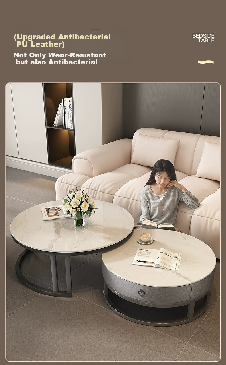 Qianxihuafu Coffee Table, Living Room Light Luxury High-End Feel, 2026 New Model, Rock Slab Coffee Table, Small Apartment Home Use, Gray 50 White 70 Black 11