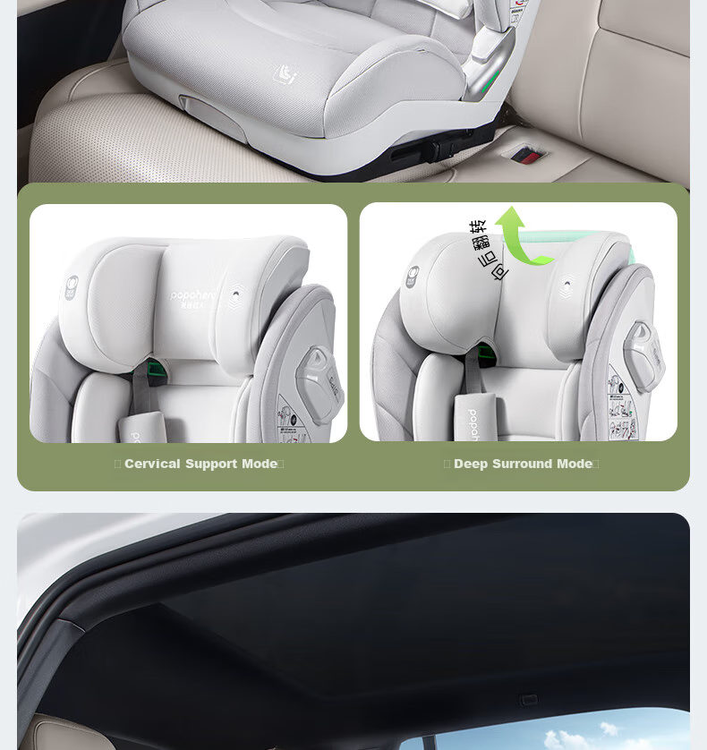 Babachaorenpapahero New National Standard Child Safety Seat for Ages 3-12, ISOFIX Interface, I-Size Certified, Car Height-Increasing Pad 13