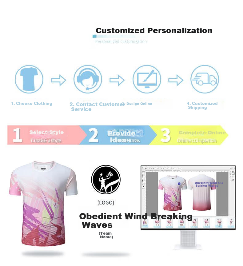 Gaoshouruyun SO MANY VIPS Badminton Customized Set, Men's And Women's Jersey, Breathable Short-Sleeve Tennis Outfit GS1802-W Women's 5
