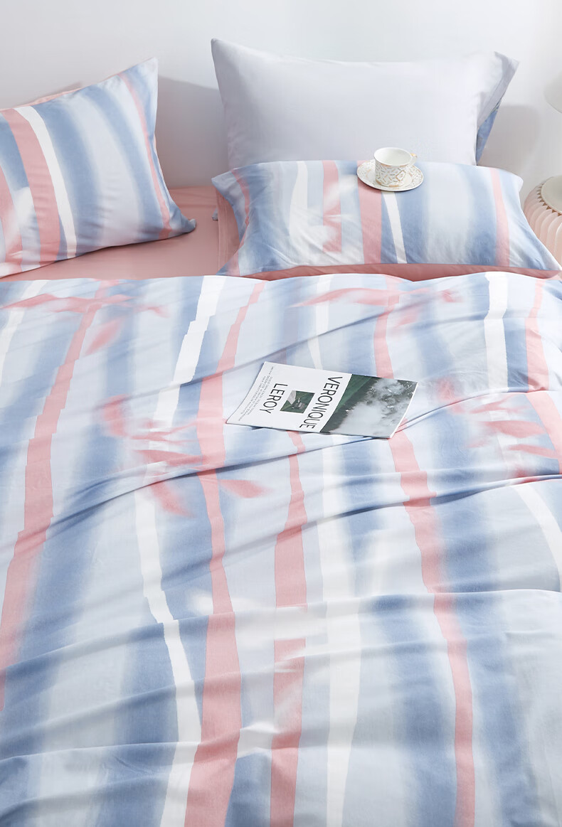 Hengyuanxiang All-Cotton Four-Piece Set, Class A Knitted Nai Tei Cotton, 100% Pure Cotton Bedding Set, Yingxi (Pink), 2.2*2.4m 3