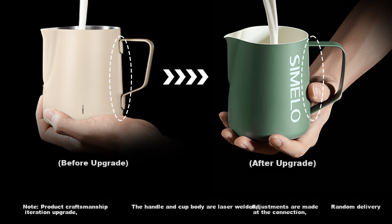 SIMELO Coffee Latte Art Cup, 304 Stainless Steel, Pointed Spout, with Inner Scale, Milk Frothing Pitcher, 350ML 1