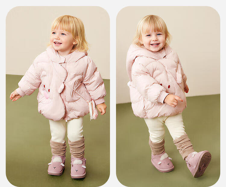 Minibala Kids Unisex Down Jacket Baby Cute Hooded Coat 2025 Winter [Three-proof] 11