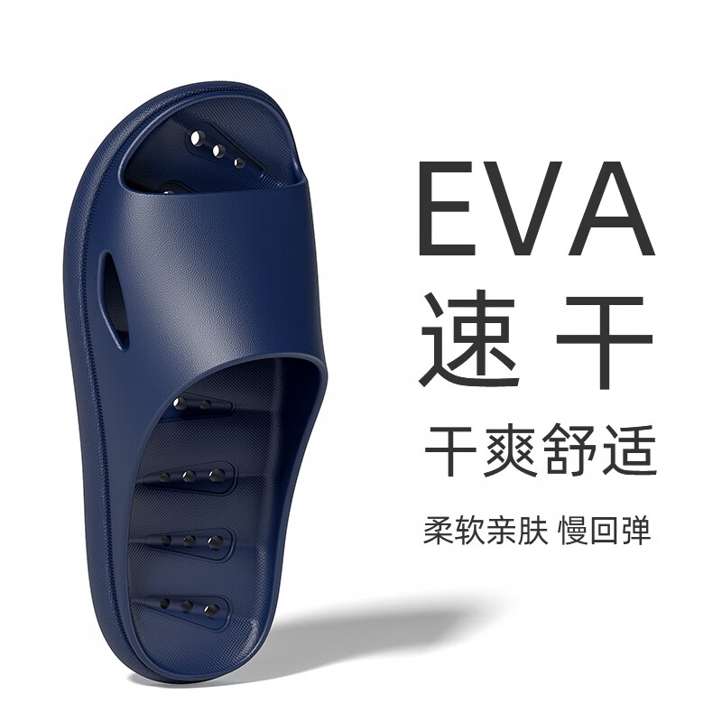 LURAD Bathroom Slippers for Men And Women, Indoor Shower Non-Slip Quick-Drying Home Bathing Water-Draining Sandals, Dark Blue Size 40-41