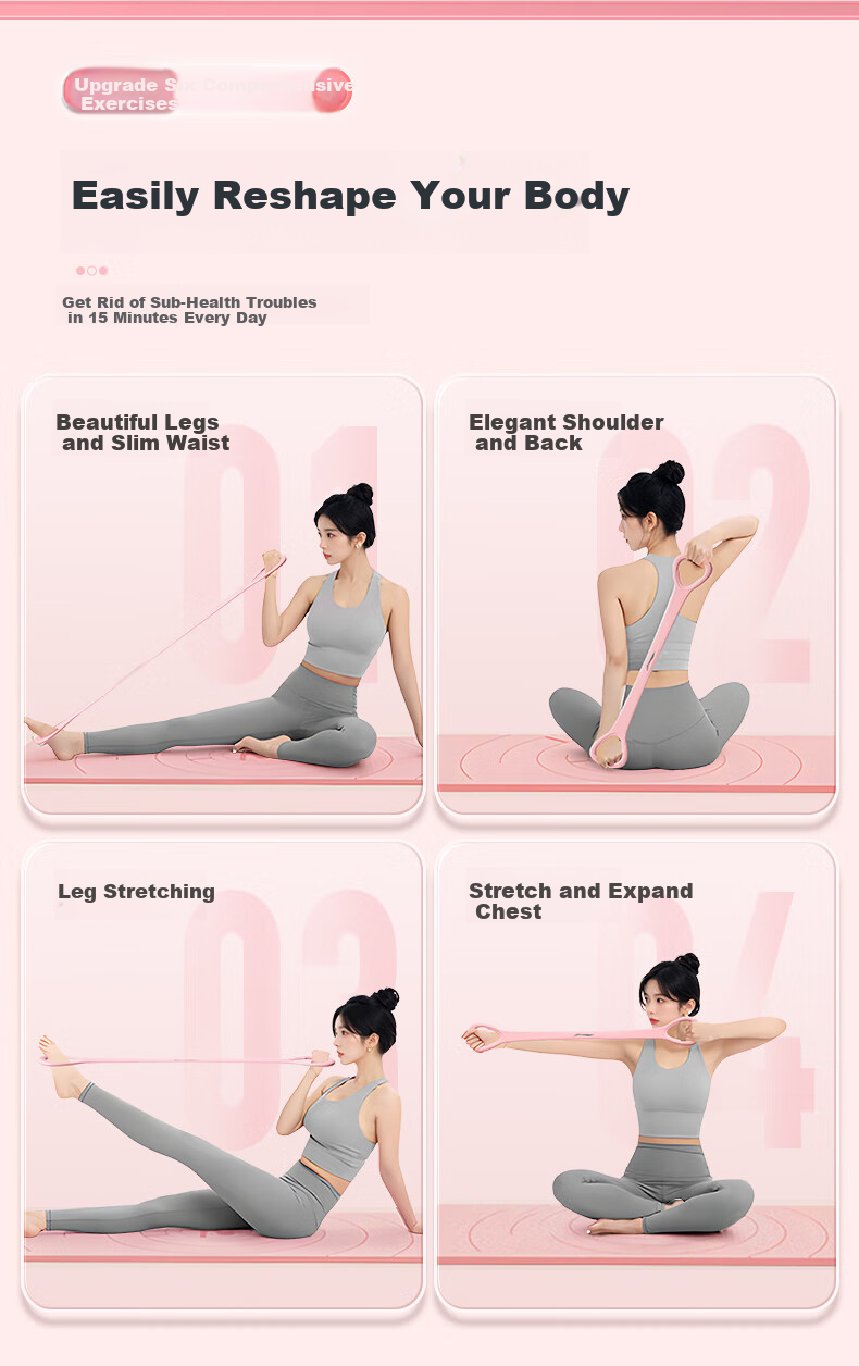 Li-Ning Figure-Eight Resistance Band, Elastic Band Loop, Pilates Resistance Rope, Stretching Band, Figure-Eight Arm Strengthener, Back Opener, Shoulder Opener, Women's Fitness Equipment 4