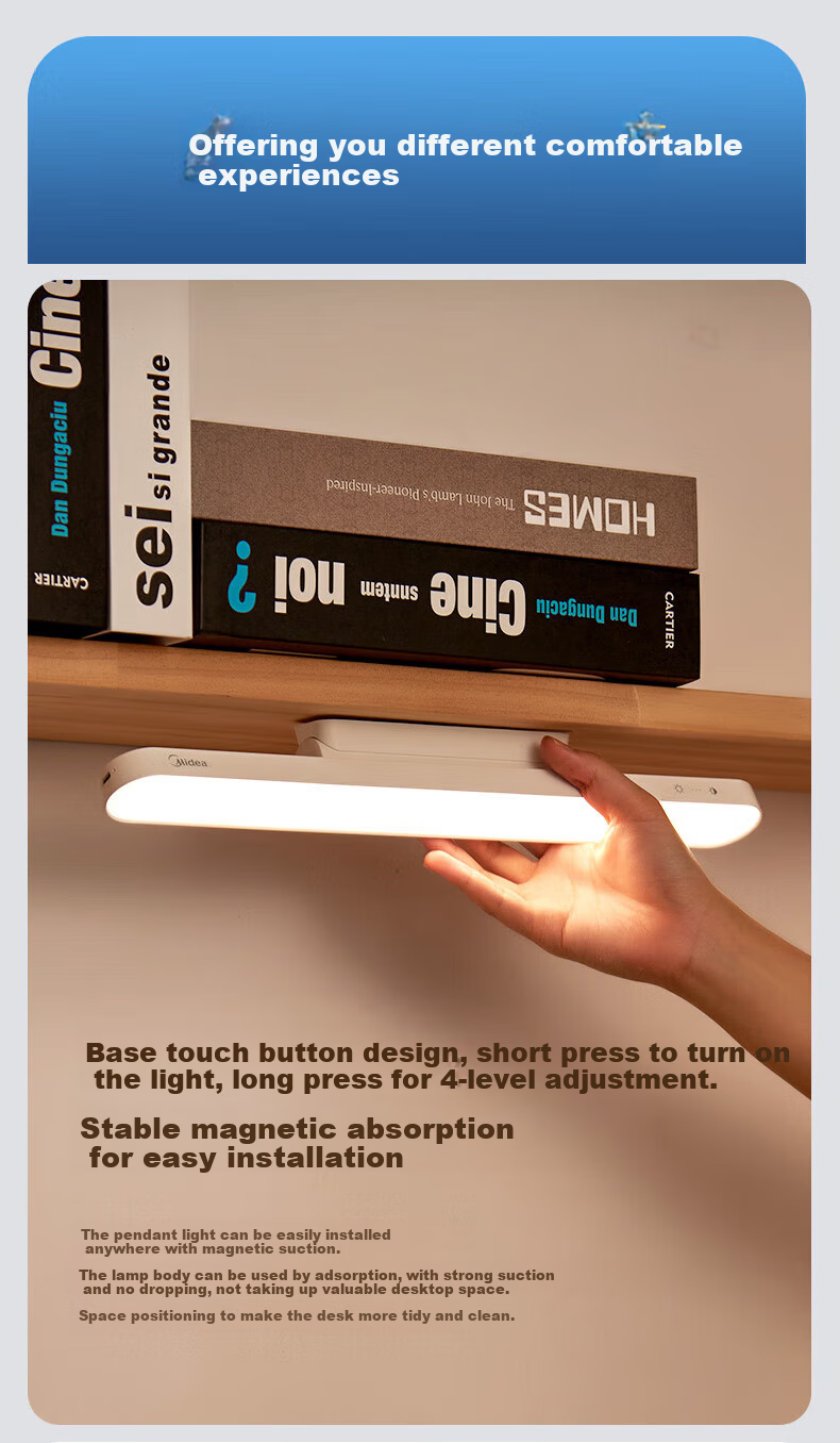 Midea LED Remote Control Desk Lamp, Study-Specific Magnetic Lamp, Cool Lamp, Dorm Bedside Suction Lamp, Home Rechargeable Lamp 12