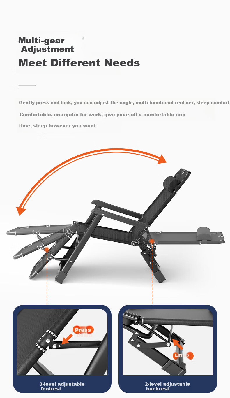 Wenna Folding Chair Bed, Office Nap Bed, Single Bed, Nap Chair, Sleeping Chair, Accompanying Care Bed, Camp Bed, Thickened Cotton Pad 6