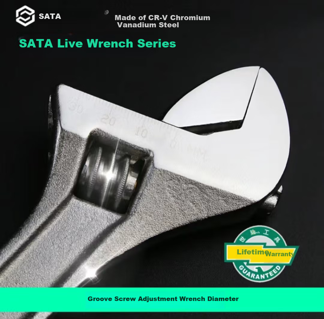 SATA Adjustable Wrench, Industrial-Grade Open-End Spanner, Adjustable Wrench Tool, 6" 6 Inch 47202 2