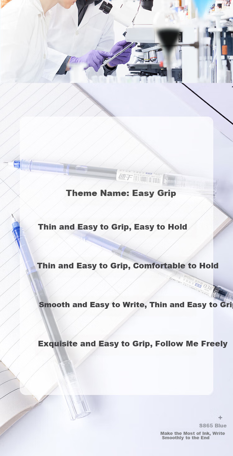 Deli Quick-Drying Rollerball Pen, 0.38mm Full Needle Tube, Student Gel Pen, Writing Pen, Signature Pen, Ballpoint Pen with Roller Ball, Blue, 12 Pens/box, S865 9