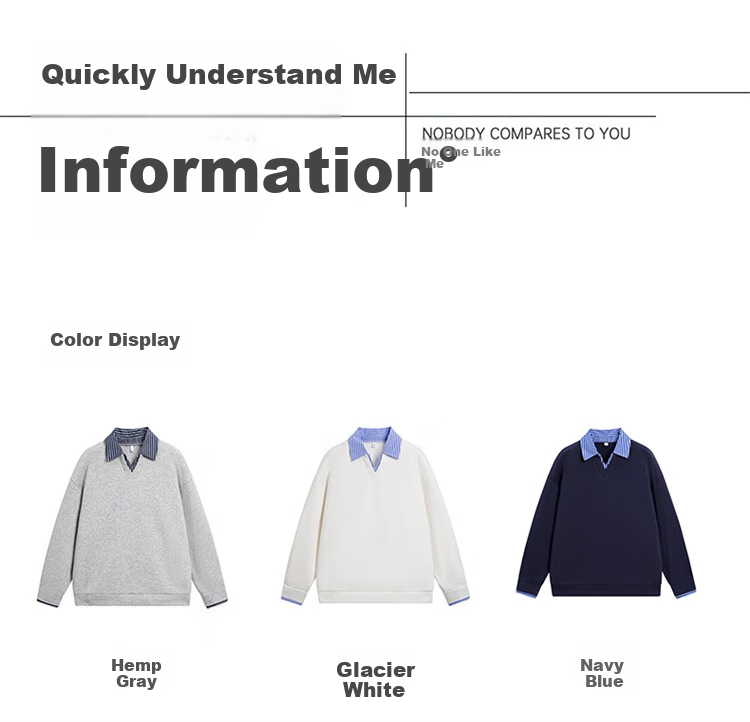Homlean Men's Two-Piece Style Lapel Sweatshirt Autumn Winter American Trendy Loose Casual Top HP02 Navy Blue 2XL 6