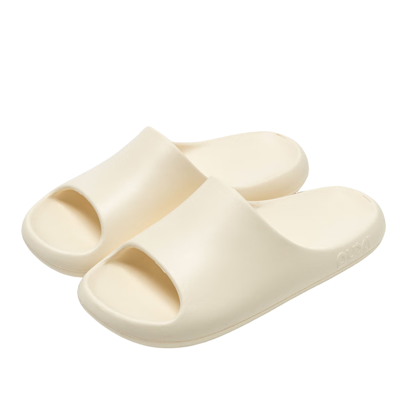 Puxi Women's Summer Indoor Anti-Slip Odor-Resistant EVA Soft Sole Shower Slippers Men Cream White Size 36-37