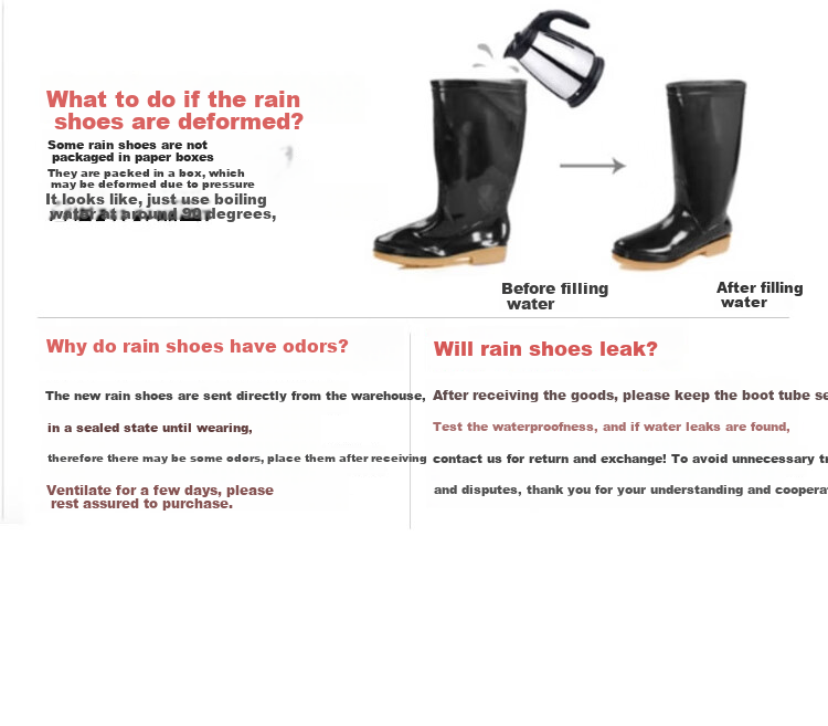 Huili Rain Boots for Men, Waterproof Outdoor Wear-Resistant Rubber Shoes, Non-Slip Rain Boots, Overshoes HL862755 High-Top Black Size 43 24