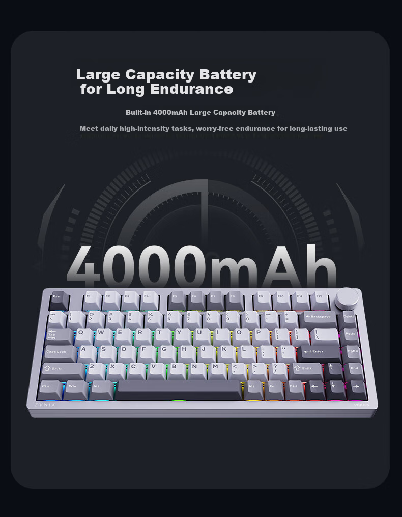 PHILIPS F610 Mechanical Keyboard, Wireless Tri-Mode Customizable Keyboard, Gasket Structure, Full Hot-Swappable Keys, Gaming E-Sports, Aluminum Keycap Keyboard, New Year's Gift for Boyfriend 7