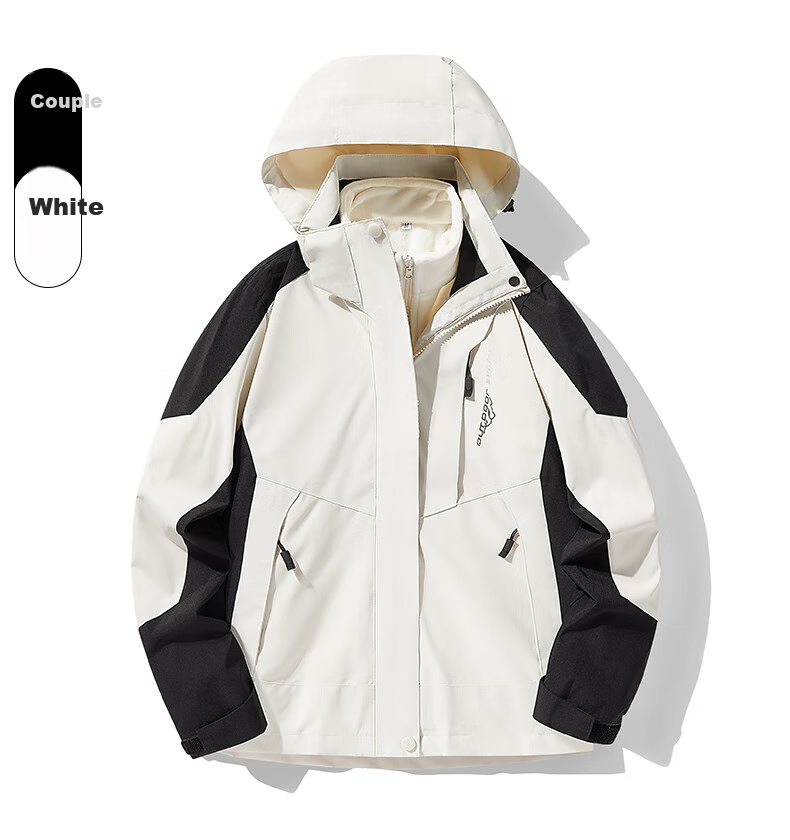 NASA MARVEL Jacket, Autumn And Winter Outdoor Coat, Three-In Hooded Detachable Couple's Mountaineering Suit, Khaki Color, Size L 10