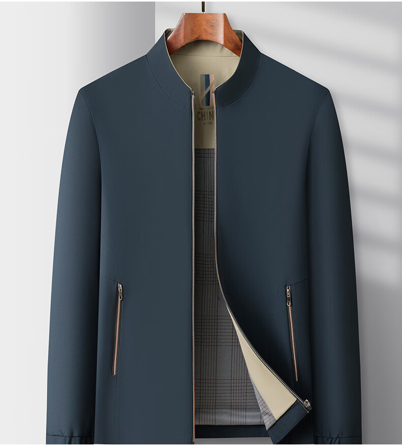 TUCANO Men's Spring Autumn Lightweight Jacket Middle-aged and Elderly Business Windproof Stand Collar Coat Dad's Executive Jacket 6