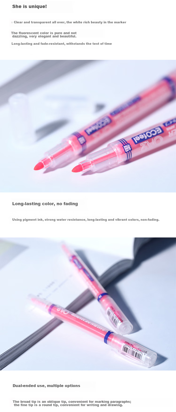 SAKURA Dual-Tip Highlighter Pen, 6 Colors, for Journaling, Exam Review, And Key Marking, Gray + Orange 3