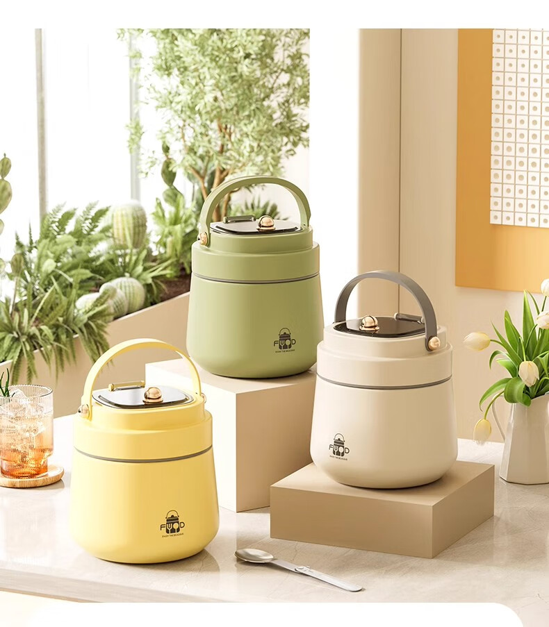 Ymer Stainless Steel Insulated Lunch Box with Extra Large Food Container Portable Lunch Bucket for Office Workers and Students [Chubby Matte White] 35