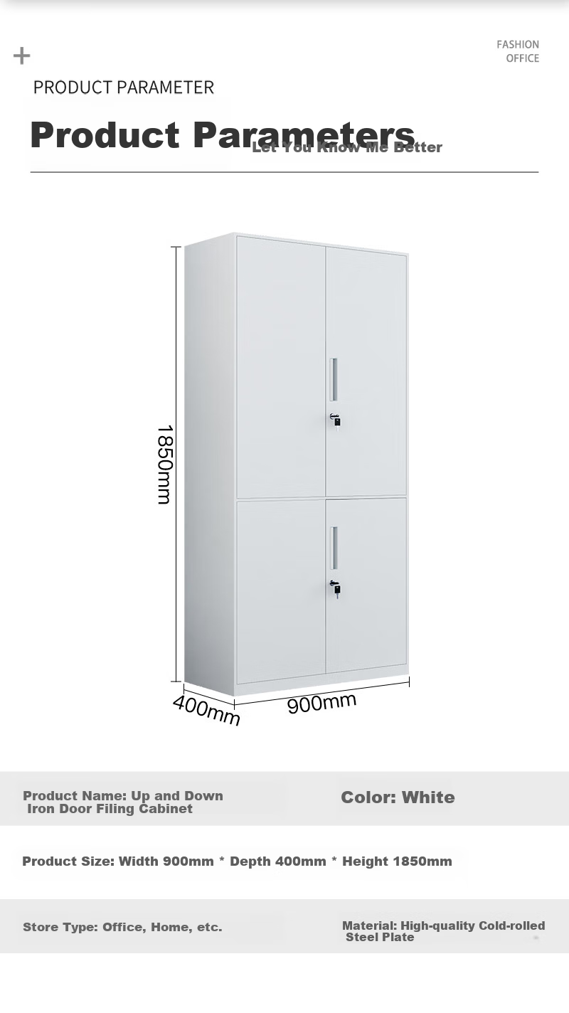 Ermai Steel Lockable Filing Cabinet, Metal Storage Cabinet, Office Document Cabinet, Storage Locker, White, Upper And Lower Iron Doors 1