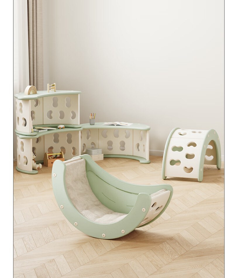 HOBBY TREE Children's Rocking Chair Multifunctional Table Baby Play and Study Desk Writing Table Climbing Frame Leisure Recliner with Cushion 3