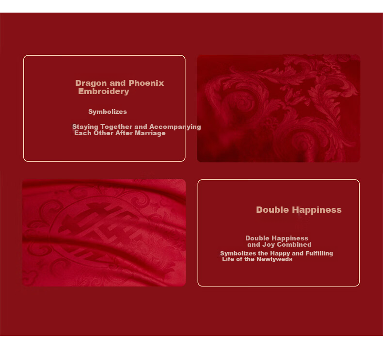Huangchaojiasi Wedding Four-Piece Set, Jacquard Wedding Bedding, New Home Red Duvet Cover Bed Sheet, for 1.5/1.8 Meter Bed 6