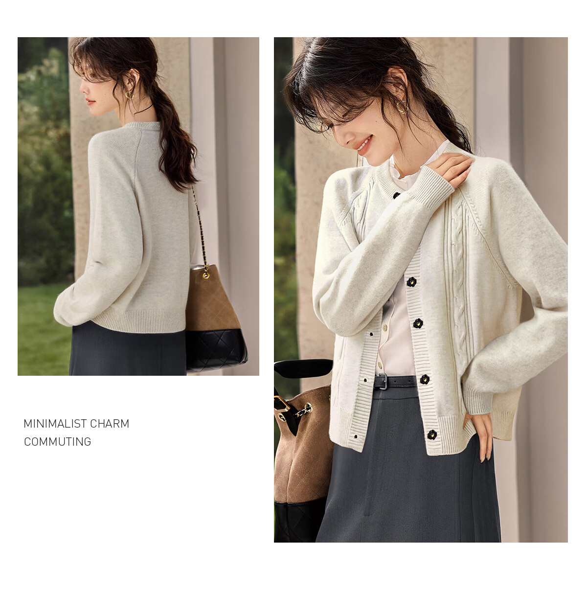 She Enjoy Knitted Cardigan Women Round Neck Cable Knit Sweater Soft Versatile Knit Top Outerwear T53Z136 2