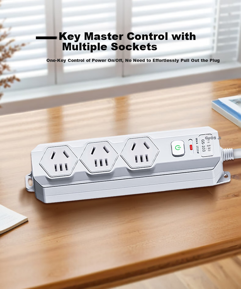 JS JISHUN Leakage Protector, College Dormitory Power Strip, Extension Cord, Socket Board, 10A Power Strip, Can Be Wall-Penetrating, Kitchen And TV Cabinet Companion, Master Control, 1.8 Meters 9