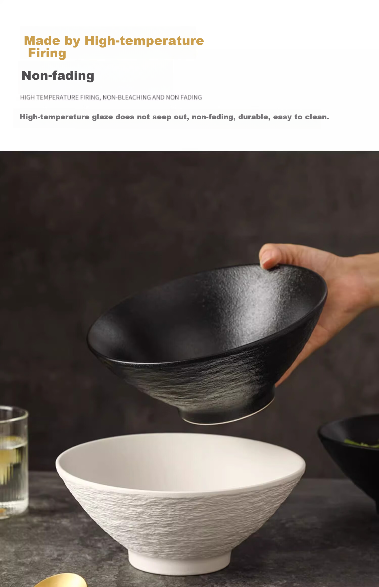 PINYU Japanese-Style Conical Bowl, High-End Noodle Bowl, New Home-Use Luosifen Bowl, Soup Bowl, Aesthetically Pleasing Ramen Bowl 3