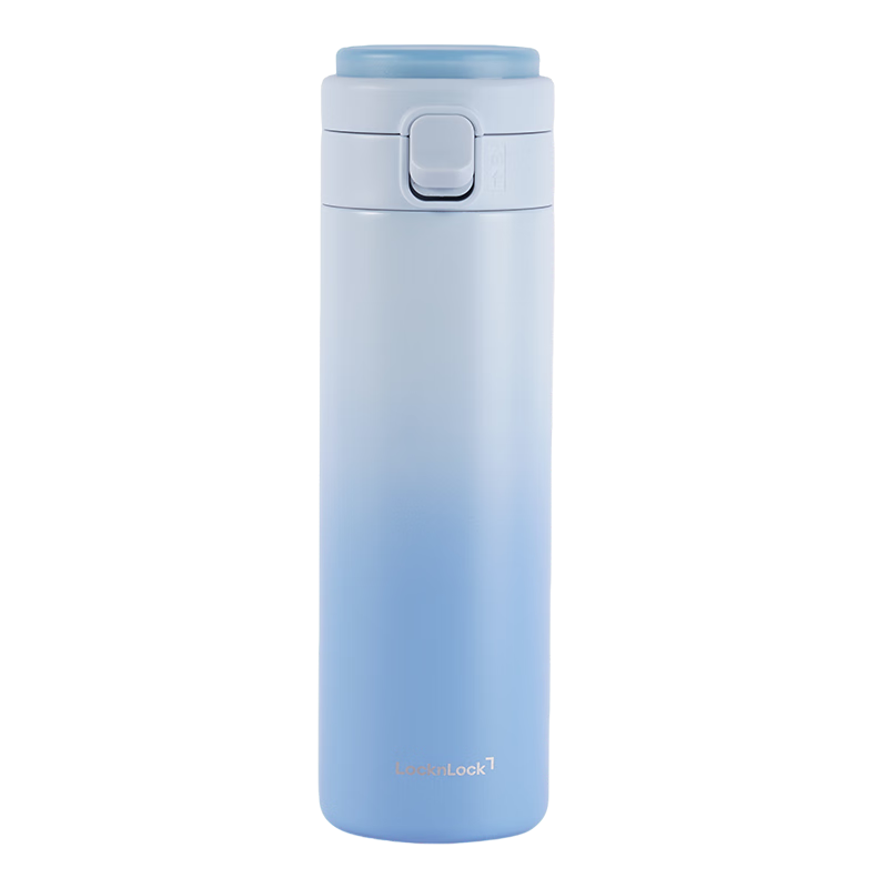LOCK&LOCK LHC3350BLU 450ml Blue Stainless Steel Vacuum Insulated Travel Mug with Flip Lid for Men and Women