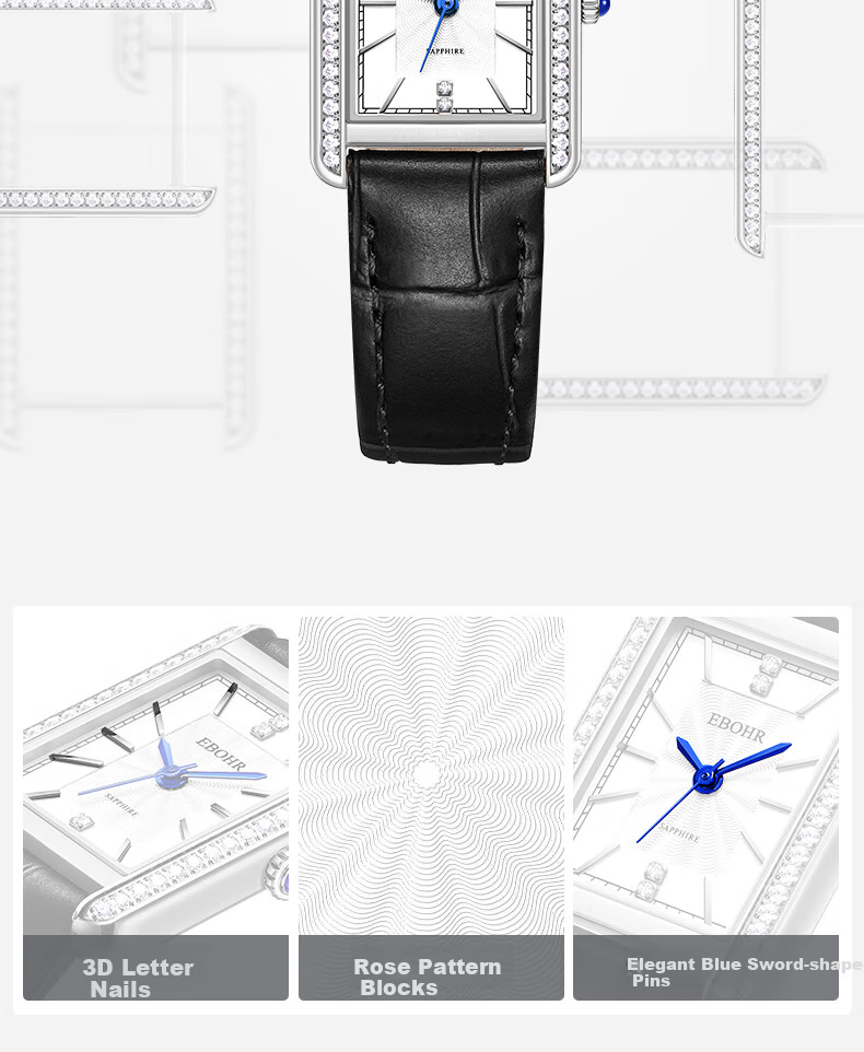 EBOHR Women's Watch, Kana Series Retro Small Square Watch, Birthday And Valentine's Day Gift, Quartz Women's Watch 51711446 13