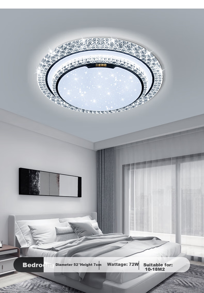 Sanxingzhaoming Anti-Blue Light American Pure Eye Protection Ceiling Light for Bedroom, Simple Luxury Crystal Smart Light for Master Bedroom And Secondary Bedroom 18