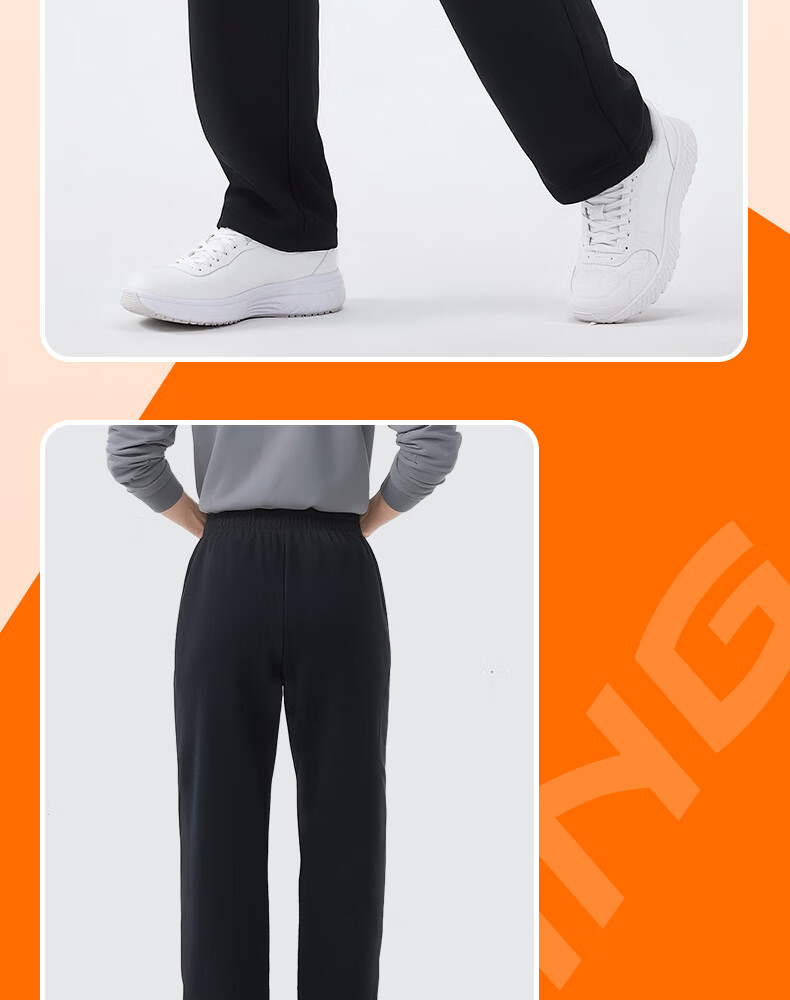LI-NING Men's Autumn Winter New Black Casual Fleece-lined Straight-leg Sports Yoga Pants 16