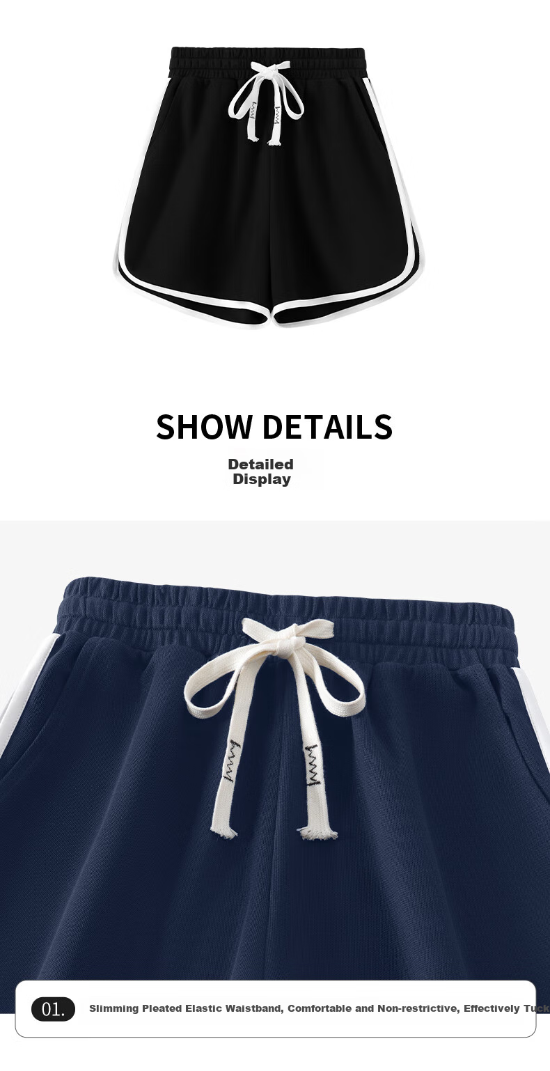 Warrior Color-Block Casual Shorts for Women, Summer 2026 Fashion, Skin-Friendly Comfortable Versatile Loose Athletic Style Drawstring Three-Quarter Pants 15