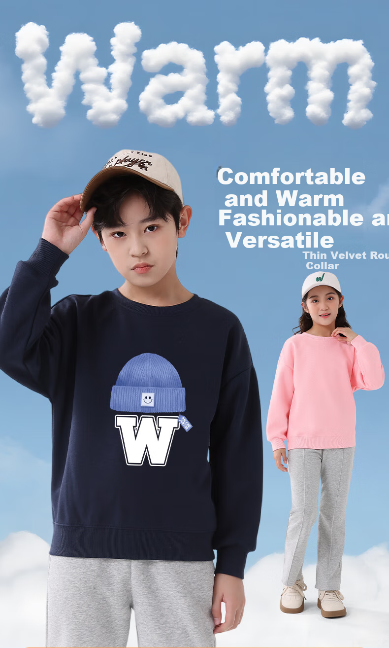 Baleno Boys' Fleece-Lined Sweatshirt, Winter Warm Top for Older Children, Pullover Jacket, Thick Casual Outerwear for Kids in Cold Weather 1