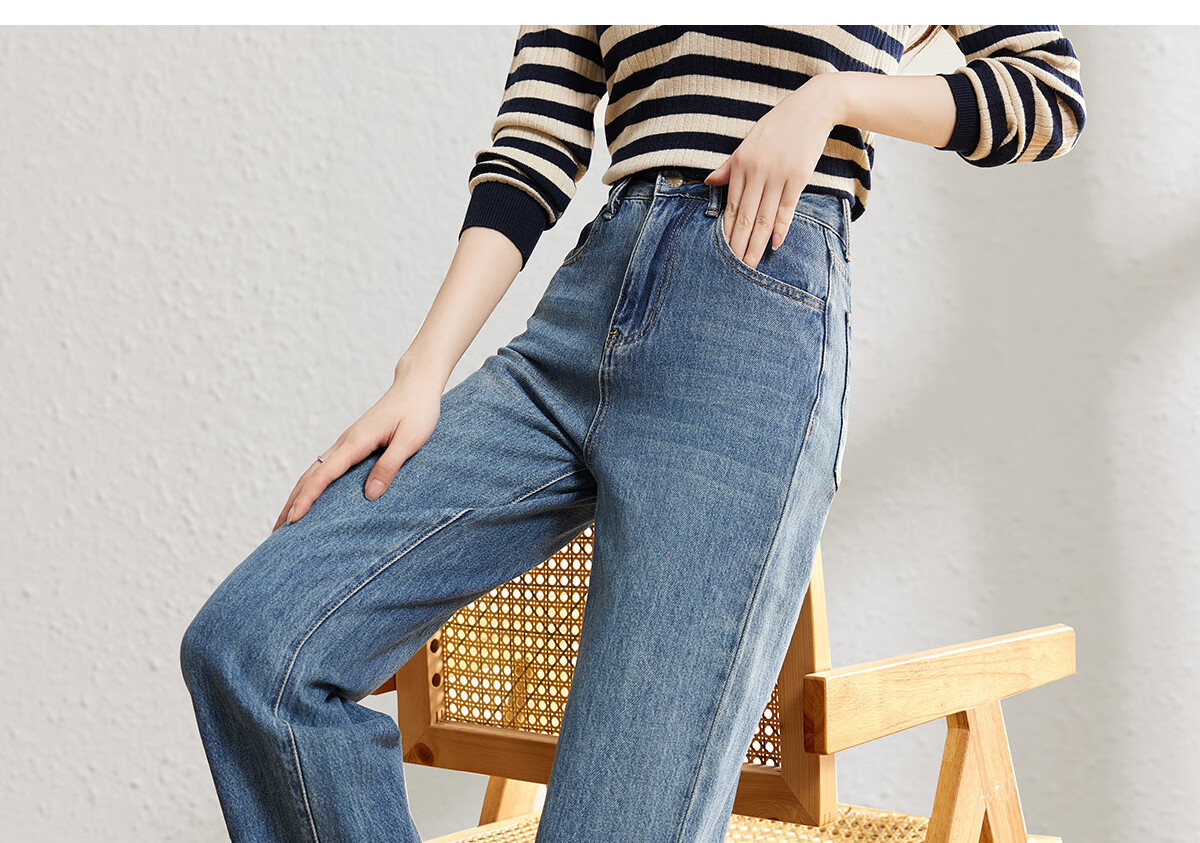 YUZHAOLIN Women's Straight-Leg Jeans Loose Casual Wide-Leg High-Waist Floor-Length Pants Y143N1010 11