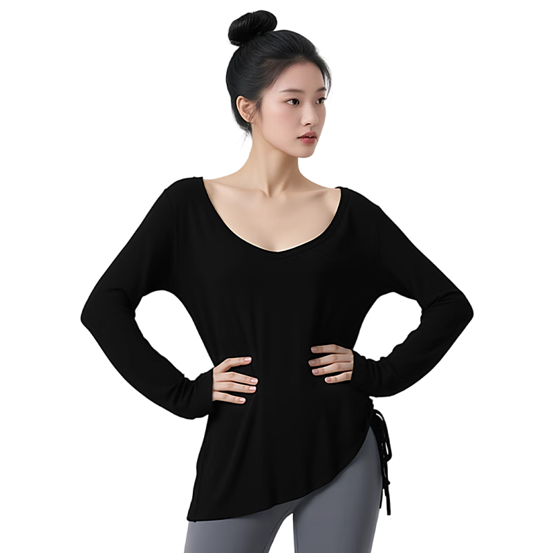 LangSha Women's Long Sleeve Breathable Slim Fit Casual Sports Yoga Top Layer Shirt