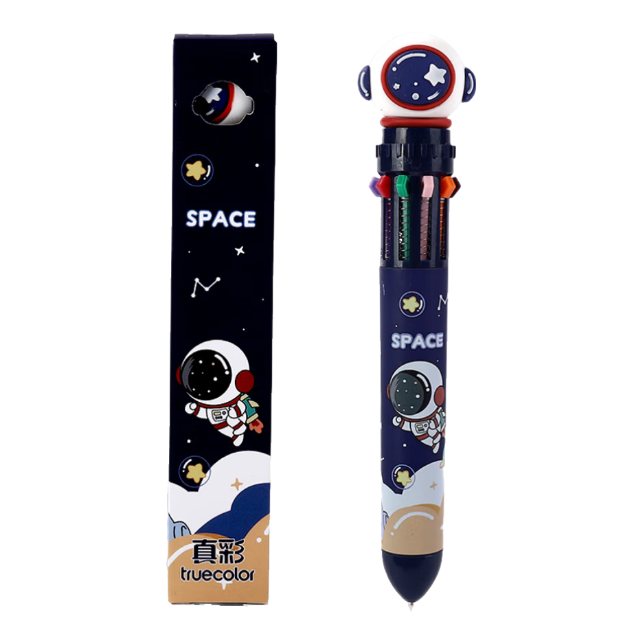 TRUECOLOR 12-Color Astronaut Ballpoint Pen Cartoon Cute Creative Colorful Press Multi-Function Pen Multi-Color All-in-One Student Marker Note-Taking 1102E