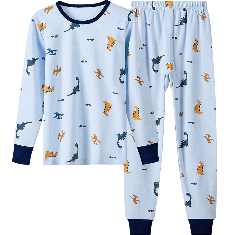 LangSha Boys' Antibacterial Cotton Thermal Underwear Set Autumn Winter Youth Pajamas 170