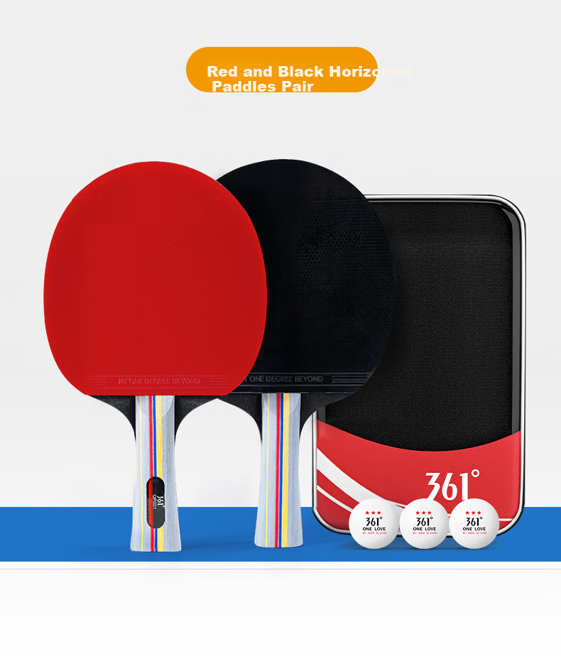 361° Table Tennis Racket Professional Student Adult Penhold And Shakehand Double-Sided Reverse Rubber Pair Set, Penhold Grip 1
