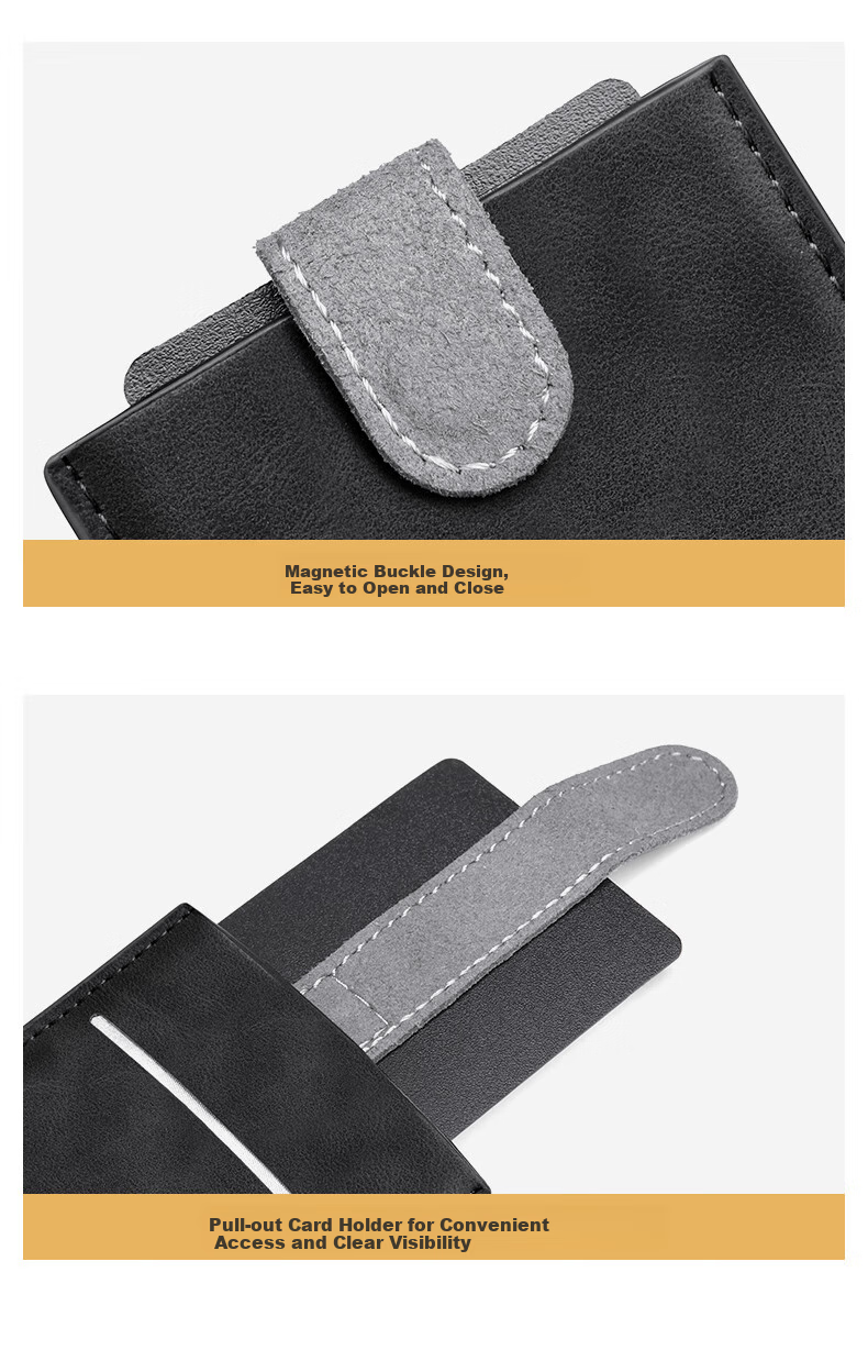 V.NINE Men's Slim Portable Card Holder And Wallet Combo with Pull-Out Design, Business Short Style Multi-Card Slots Wallet, Gift Box Packaging for Me 16