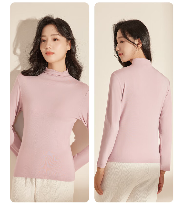 Hodo Home Women's Elegant Base Shirt Autumn Winter Lightweight High Elastic Nude Feel Multi-Color Small Turtleneck Truffle Black S 160/85 4