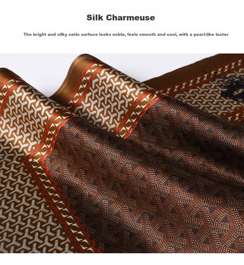 Hangsifu Men's Silk Scarf, Mulberry Silk Scarf, Small Square Scarf, Business Necktie, Birthday Gift for Husband Or Father, Black Horse Patter 6