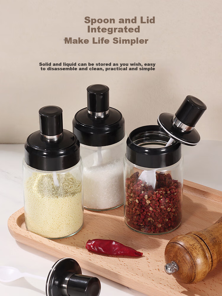 BJ Seasoning Container Kitchen Spice Jar Set, 6-Piece Set with Spoons, Sealed Salt Shaker, Seasoning Jar, Condiment Container 3