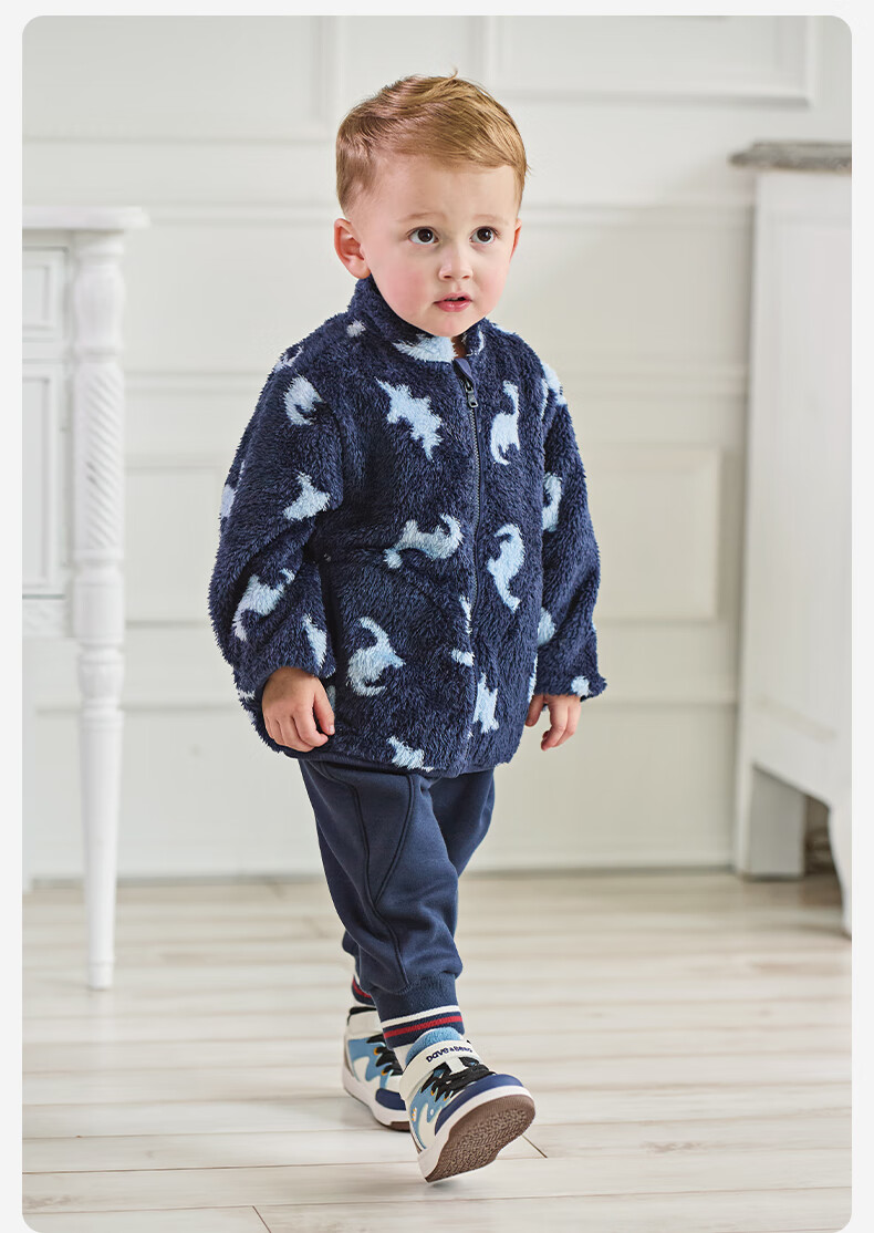 DAVE & BELLA Children's Plush Winter Coat Antibacterial and Mite-Resistant Boys and Girls Baby Jacket 2
