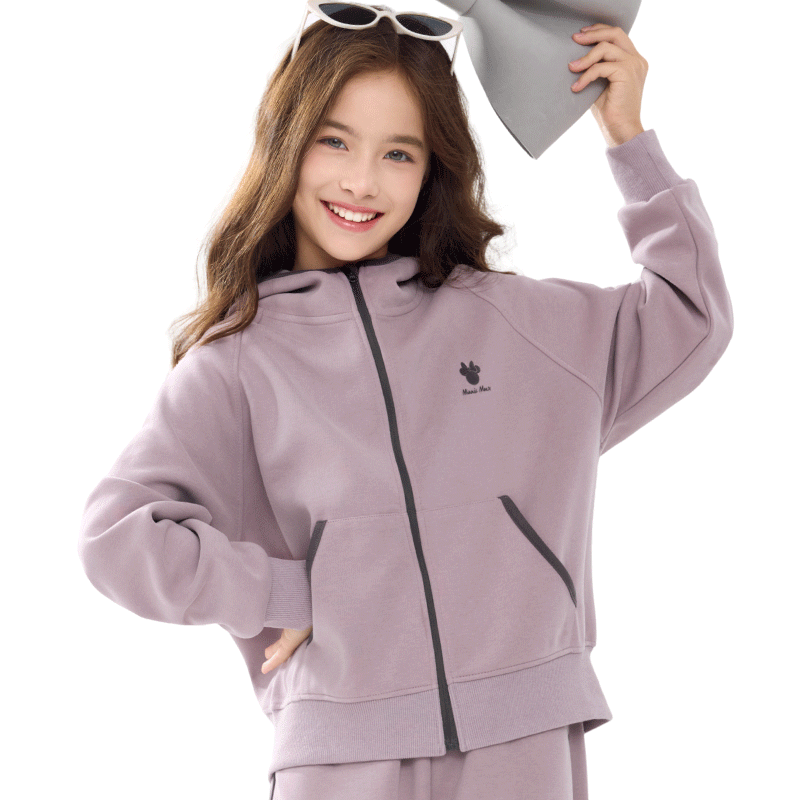 Disney Girls Casual Set Autumn New Children's Hoodie Youth Sweatpants ET026 Wind Violet 170